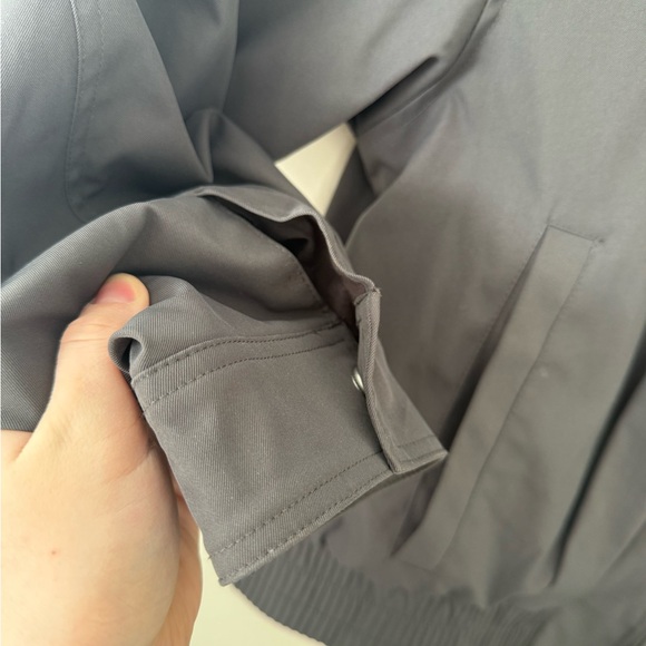 ZARA Womens Gray S/XS Bomber Jacket Charcoal Pleated Zip-Up Collared Water Repel - Picture 4 of 13